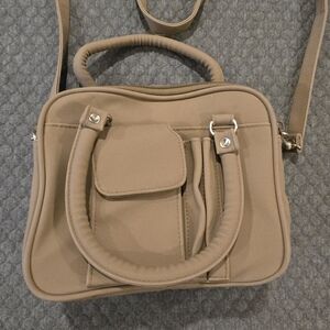 Compact Multi‑Compartment Organizer Purse – 9" x 7" – Beige